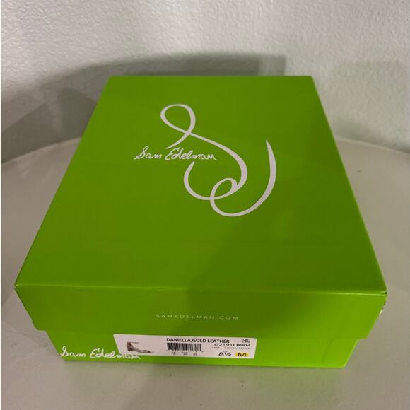 SAM EDELMAN NWB $ Daniella Gold Leather Block Heel Size 8.5 M - Picture 3 of 12